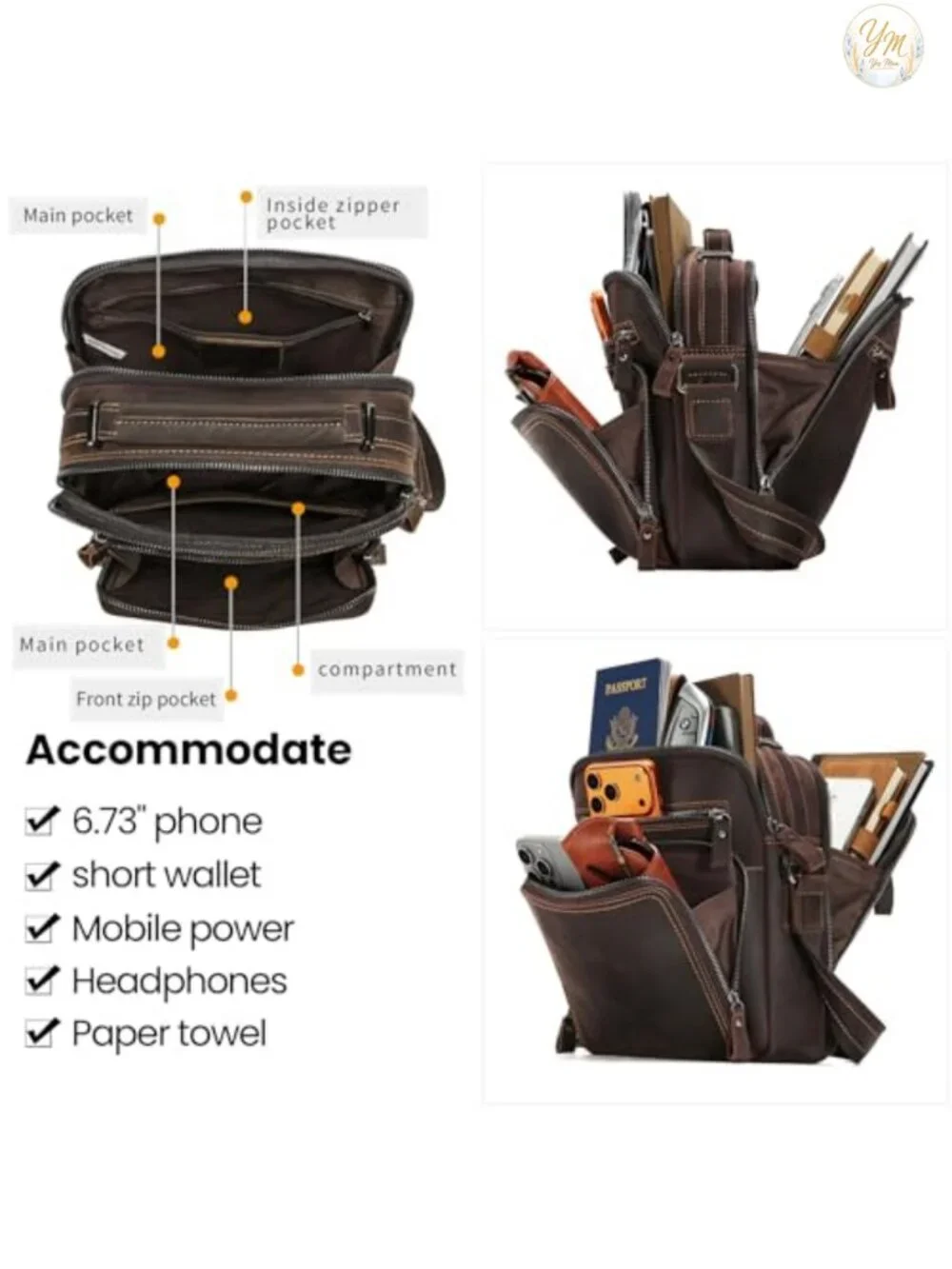 Genuine Leather Small Messenger Bag for Men Vintage Shoulder Crossbody